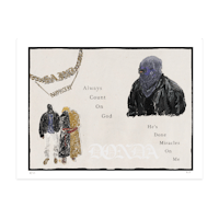 a drawing of a man and a woman with a necklace