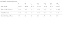 a chart showing the measurements of a women's shirt